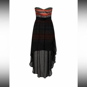 American Rag Cie Strapless Aztec Print High-Low Chiffon Dress Size Medium